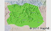 Political 3D Map of Tonghe, lighten, semi-desaturated