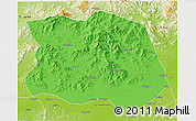 Political 3D Map of Tonghe, physical outside