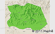 Political 3D Map of Tonghe, shaded relief outside