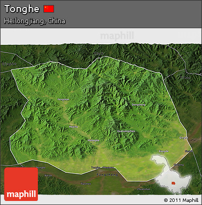 Satellite 3D Map of Tonghe, darken
