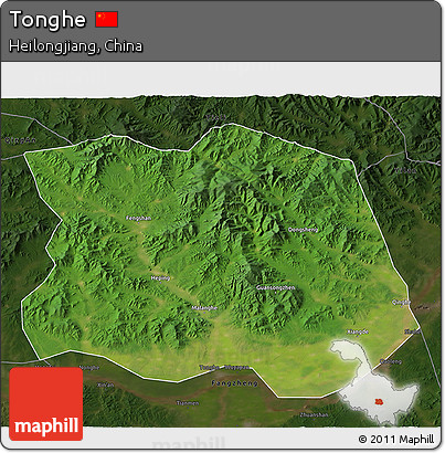 Satellite 3D Map of Tonghe, darken