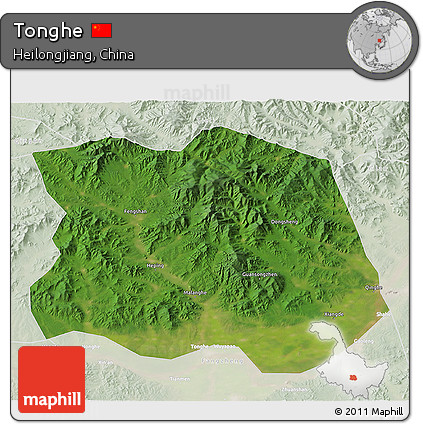 Satellite 3D Map of Tonghe, lighten
