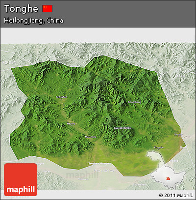 Satellite 3D Map of Tonghe, lighten