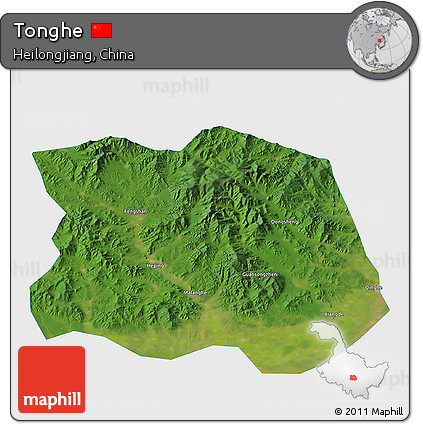 Satellite 3D Map of Tonghe, single color outside