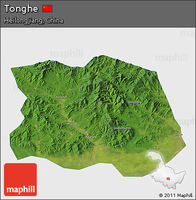 Satellite 3D Map of Tonghe, single color outside