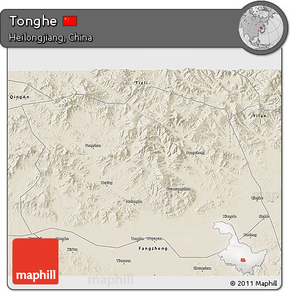 Shaded Relief 3D Map of Tonghe