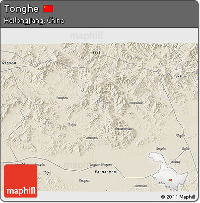 Shaded Relief 3D Map of Tonghe