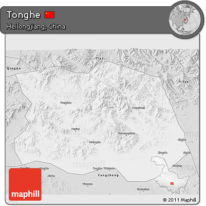 Silver Style 3D Map of Tonghe