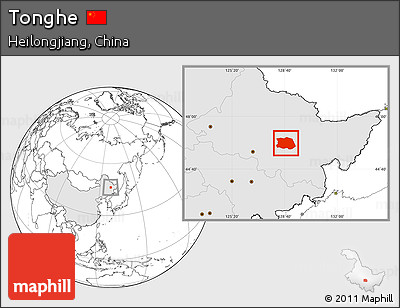 Blank Location Map of Tonghe, highlighted country