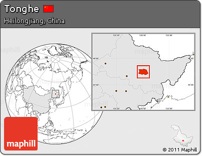 Blank Location Map of Tonghe, highlighted country
