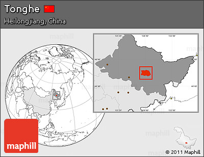 Blank Location Map of Tonghe, highlighted country, highlighted parent region