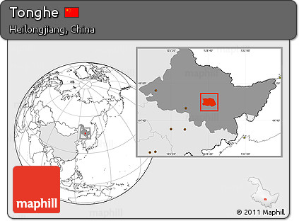 Blank Location Map of Tonghe, highlighted country, highlighted parent region
