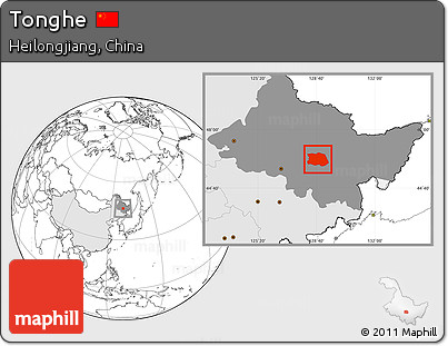 Blank Location Map of Tonghe, highlighted country, highlighted parent region