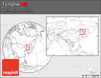 Blank Location Map of Tonghe, highlighted parent region, within the entire country
