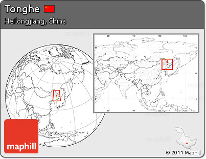 Blank Location Map of Tonghe, highlighted parent region, within the entire country