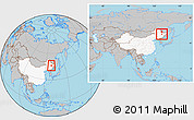 Gray Location Map of Tonghe, highlighted country, within the entire country