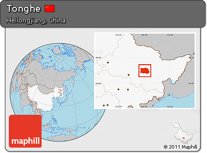 Gray Location Map of Tonghe, highlighted country