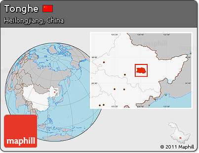 Gray Location Map of Tonghe, highlighted country