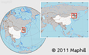 Gray Location Map of Tonghe, highlighted country, highlighted parent region, within the entire country
