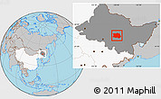 Gray Location Map of Tonghe, highlighted country, highlighted parent region
