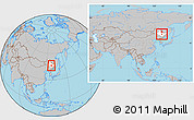 Gray Location Map of Tonghe, highlighted parent region, within the entire country