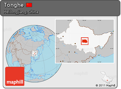 Gray Location Map of Tonghe, highlighted parent region