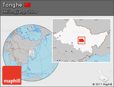 Gray Location Map of Tonghe, highlighted parent region