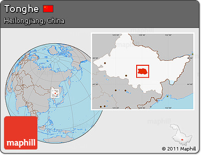 Gray Location Map of Tonghe, highlighted parent region