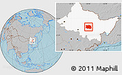Gray Location Map of Tonghe, highlighted parent region, hill shading
