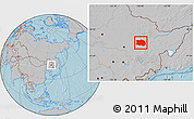 Gray Location Map of Tonghe, hill shading