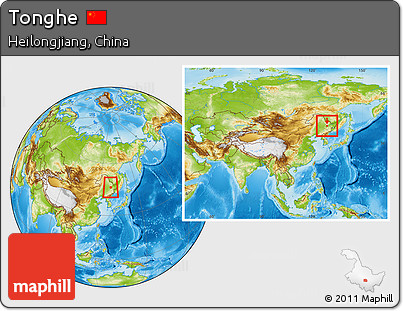 Physical Location Map of Tonghe, within the entire country