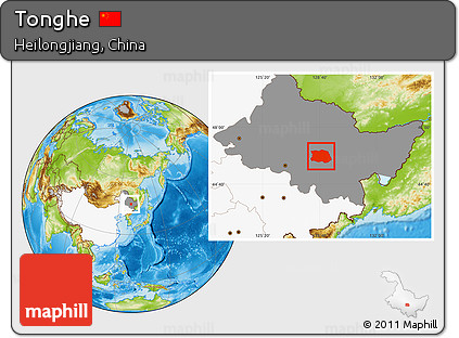 Physical Location Map of Tonghe, highlighted country, highlighted parent region
