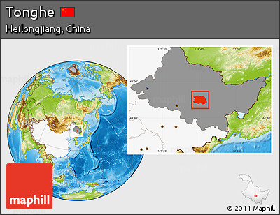 Physical Location Map of Tonghe, highlighted country, highlighted parent region