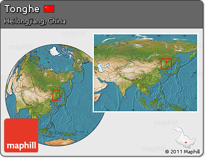 Satellite Location Map of Tonghe, within the entire country