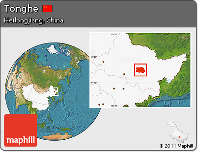 Satellite Location Map of Tonghe, highlighted country