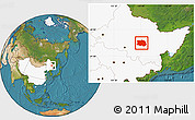 Satellite Location Map of Tonghe, highlighted country