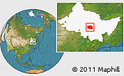 Satellite Location Map of Tonghe, highlighted parent region