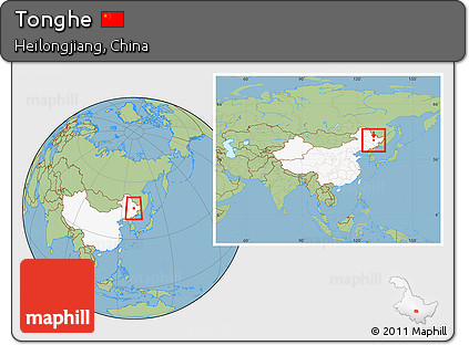 Savanna Style Location Map of Tonghe, highlighted country, within the entire country