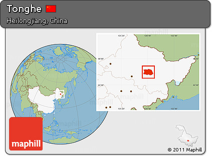 Savanna Style Location Map of Tonghe, highlighted country