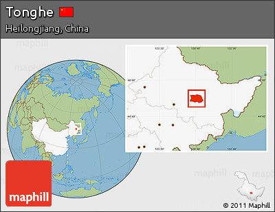Savanna Style Location Map of Tonghe, highlighted country