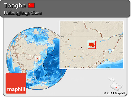 Shaded Relief Location Map of Tonghe