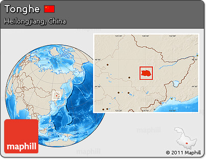 Shaded Relief Location Map of Tonghe