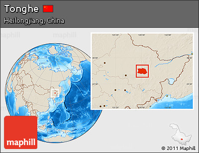 Shaded Relief Location Map of Tonghe