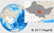 Shaded Relief Location Map of Tonghe, highlighted country, highlighted parent region