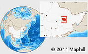 Shaded Relief Location Map of Tonghe, highlighted country