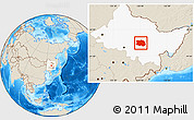 Shaded Relief Location Map of Tonghe, highlighted parent region