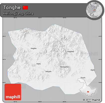 Gray Map of Tonghe, single color outside
