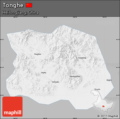Gray Map of Tonghe, single color outside