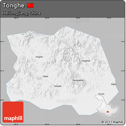 Gray Map of Tonghe, single color outside