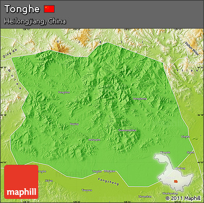 Political Map of Tonghe, physical outside